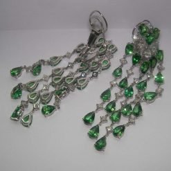 925 Sterling Silver Emerald And Zircons Studded Earrings