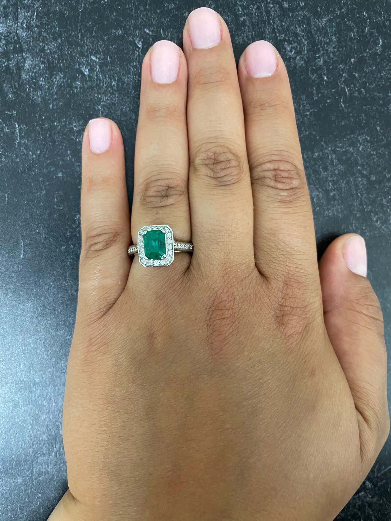 1 CT 925 Sterling Silver Emerald Cut Green Emerald Diamond Engagement –  atjewels.in