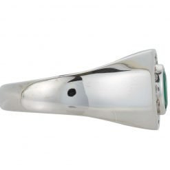 Oval Emerald Unisex Ring In Silver