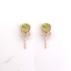 Cushion Cut Peridot Studs In Silver