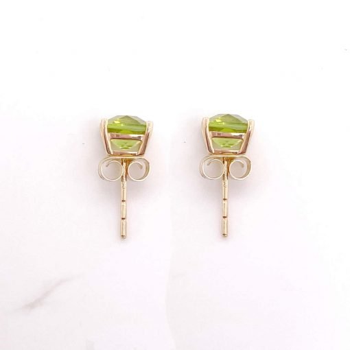 Cushion Cut Peridot Studs In Silver