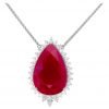 925 Sterling Silver Teardrop Ruby Pendant