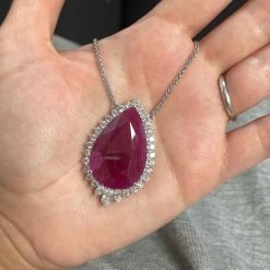 925 Sterling Silver Teardrop Ruby Pendant