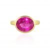 925 Sterling Silver Natural Ruby Gold Coated Ring