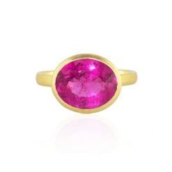 925 Sterling Silver Natural Ruby Gold Coated Ring