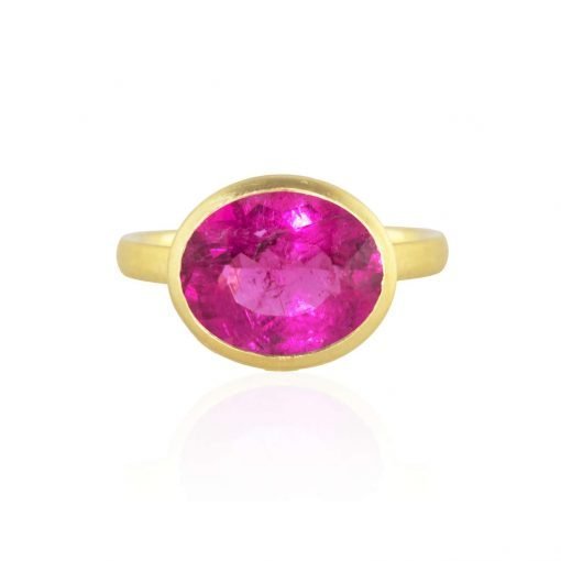 925 Sterling Silver Natural Ruby Gold Coated Ring