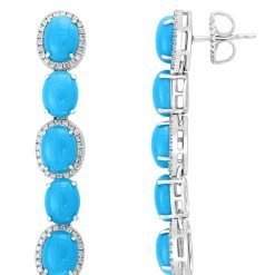 Turquoise Necklace Earrings Set In Silver
