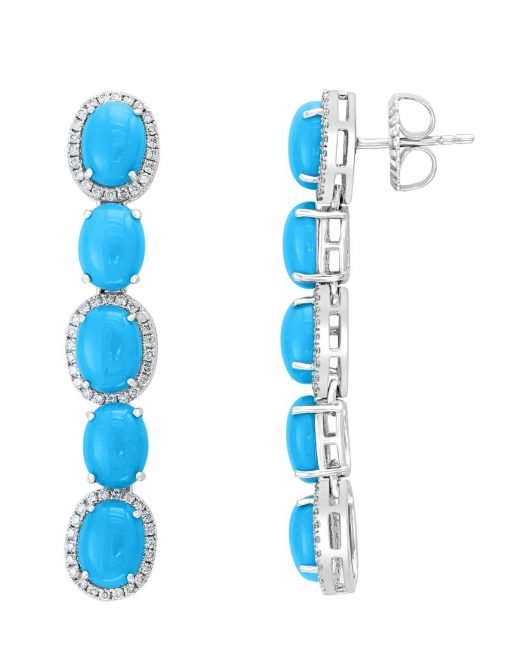 Turquoise Necklace Earrings Set In Silver