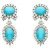 925 Sterling Silver Turquoise Earrings Studded With Zircons
