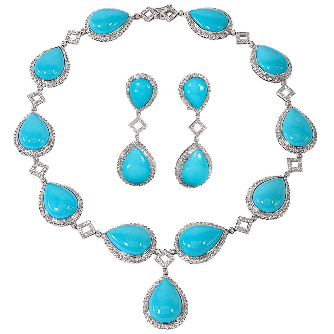 Bohemian Western Blue Turquoise Flower Concho Necklace + Earring Set Pendant  | eBay