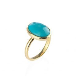 14k Gold Oval Turquoise Ring