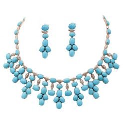Turquoise Bridal Necklace With Earrings