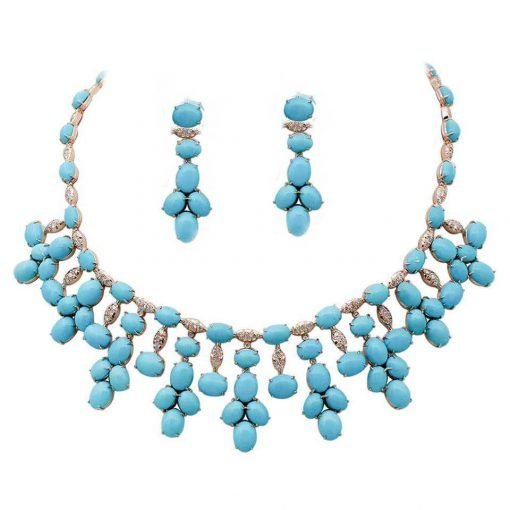Turquoise Bridal Necklace With Earrings