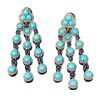 Turquoise Blue Sapphire Earrings in Sterling Silver