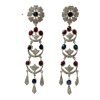 3.5 Inches Long Ruby Sapphire Earrings in Sterling Silver