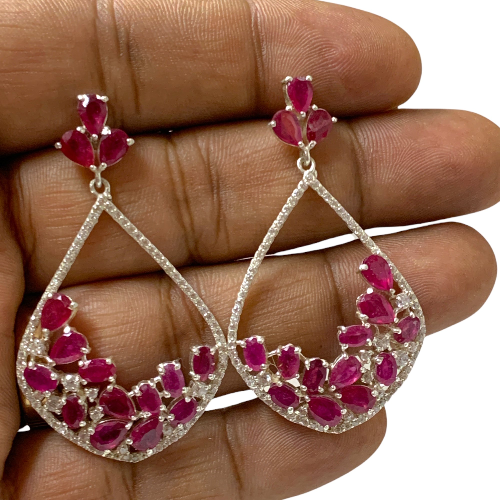 Natural ruby earrings starry 925 silver 2 - Songea