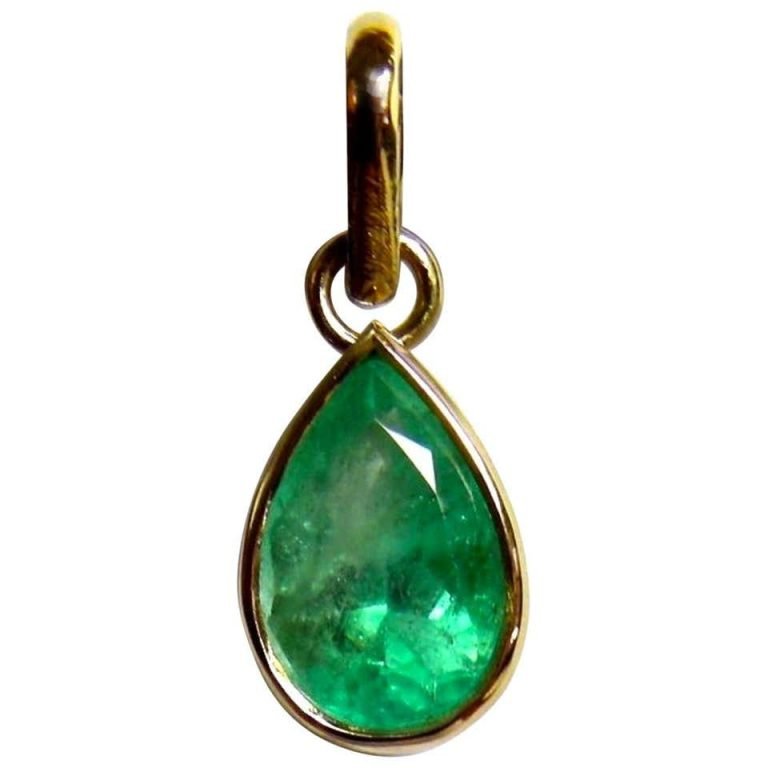 14k Solid Gold Natural Emerald Pendant Gleam Jewels