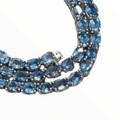 925 Sterling Silver Blue Topaz Necklace Earrings Set