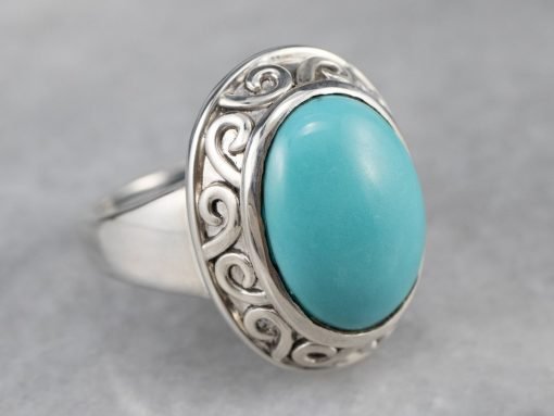 925 Sterling Silver Designer Turquoise Ring