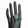 925 Sterling Silver Turquoise Emerald And Ruby Ring