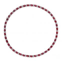 Fine Quality White Topaz and Ruby Tennis Necklace