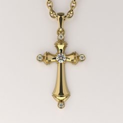 Gold Finish Sterling Silver Moissanite Cross Pendant