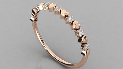 14k Solid Gold Heart Design Diamond Ring for Women