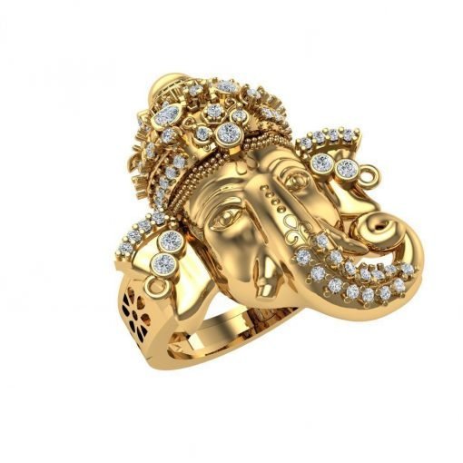 Lord Ganesha Ring in 14k Solid Gold