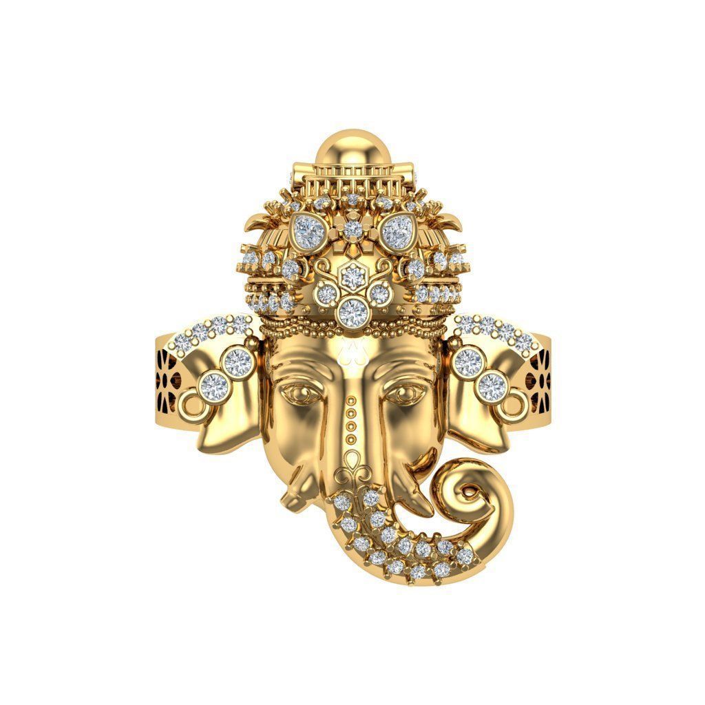 Gold Plated Ganesh Ji Design Daimond Ring – Shoppingcart