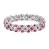 Fine Quality Broad Ruby Bracelet in Sterling Silver