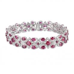 Fine Quality Broad Ruby Bracelet in Sterling Silver
