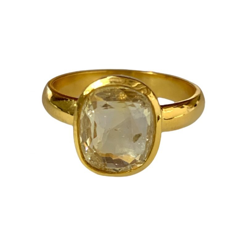 Yellow Sapphire Platinum and Diamond Ring