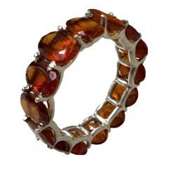 Hessonite Garnet women’s eternity band ring In Sterling Silver