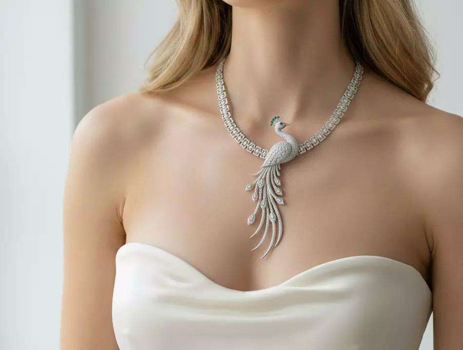 peacock necklsce Beautiful Peacock Necklace in Sterling Silver