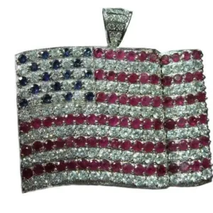 American Flag Pendant Necklace Wavy USA Flag Charm