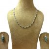 Emerald Chain Necklace With Earrings in Sterling Silver