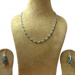 Emerald Chain Necklace With Earrings in Sterling Silver