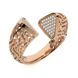 Triangular Wave Mesh Dual Head Italian Moissanite Ring