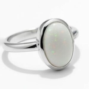 6.15 Ct Australian Opal Ring, 925 Sterling Silver Bezel Set Ring