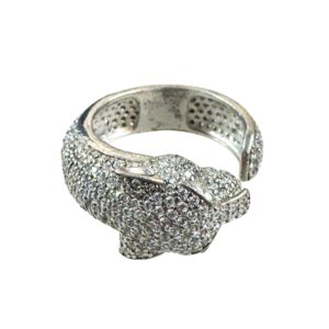 Luxury Panther Head Ring Pave CZ Animal Statement Ring