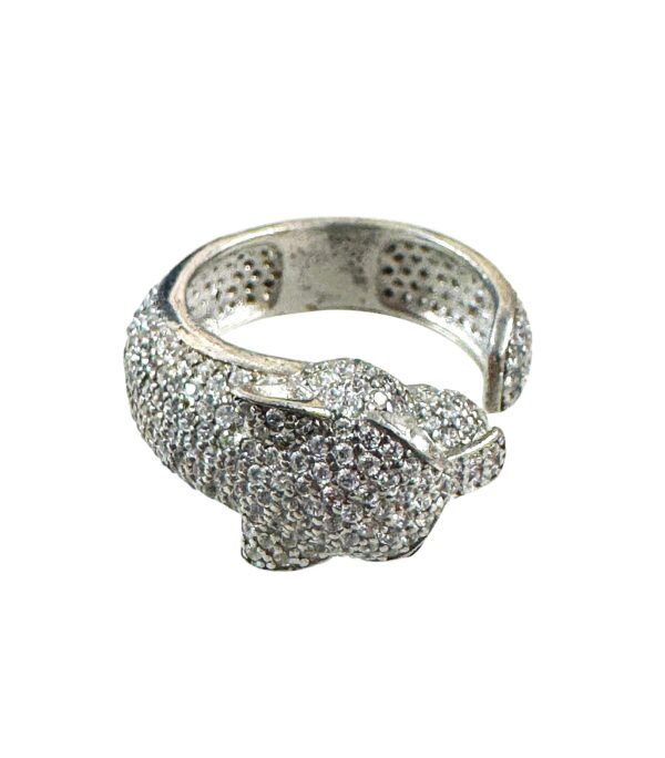 Luxury Panther Head Ring Pave CZ Animal Statement Ring