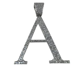 Letter A Pendant CZ Pave Silver Tone Necklace Charm