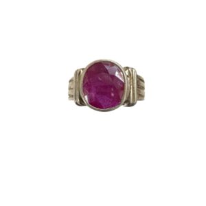 Natural Ruby Round Cut 925 Sterling Silver Vintage Band