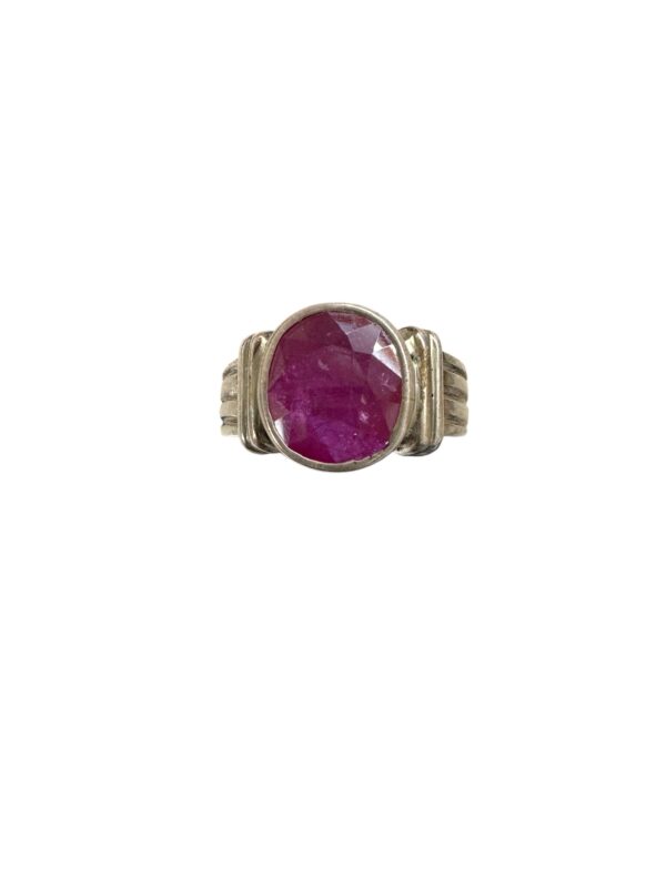 Natural Ruby Round Cut 925 Sterling Silver Vintage Band