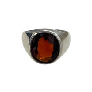 Hessonite Garnet Oval Faceted Vintage Sterling Silver Ring
