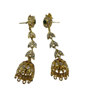 Jhumka Earrings Natural Emerald CZ Bridal Ethnic Dangle