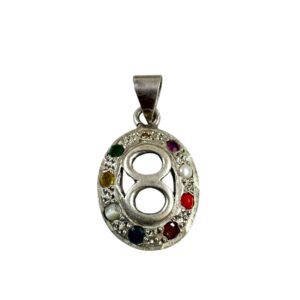 Navratna 8 Number Pendant Sterling Silver Multi Gemstone