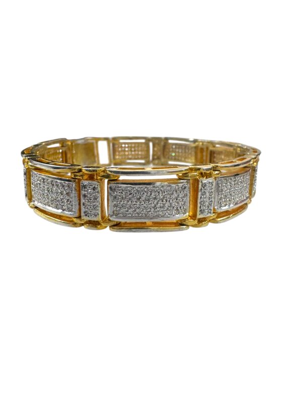 Men’s Sterling Silver CZ Two Tone Iced Out Link Bracelet