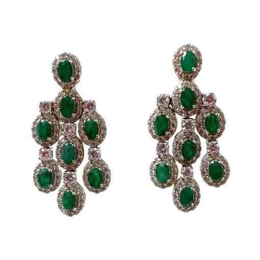 green-stone-cz-dangle-silver-plated-earrings