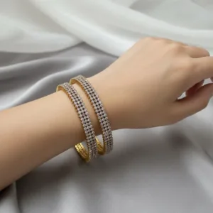 Gold Plated CZ Bangle Set Crystal Bracelet Women